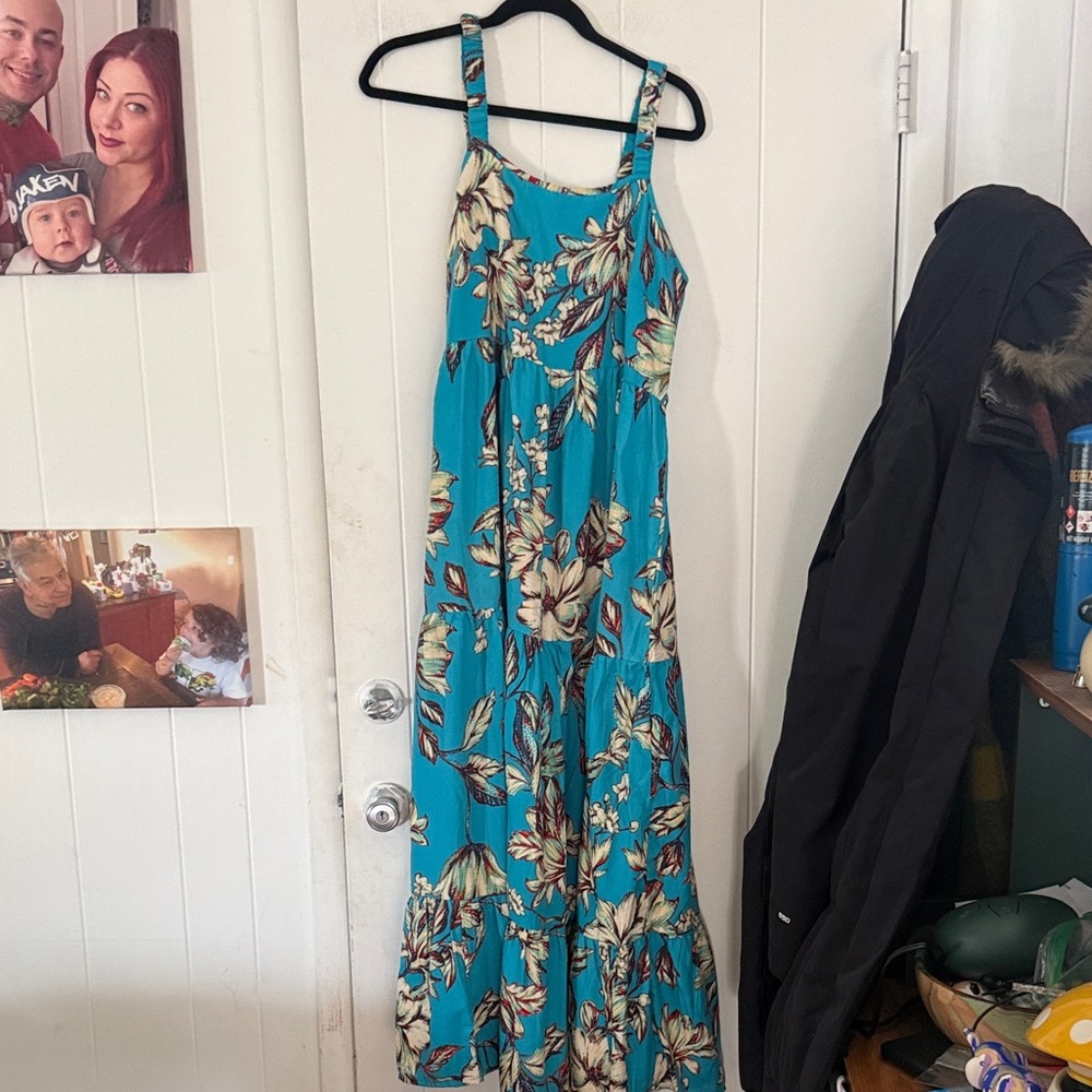 Teal Floral Maxi Dress - Sleeveless Summer Dress resortwear cover-up